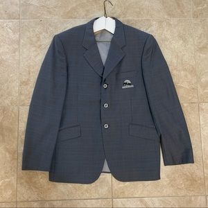 Men's Grey Plaid Three Button Grand Prix Show Coat